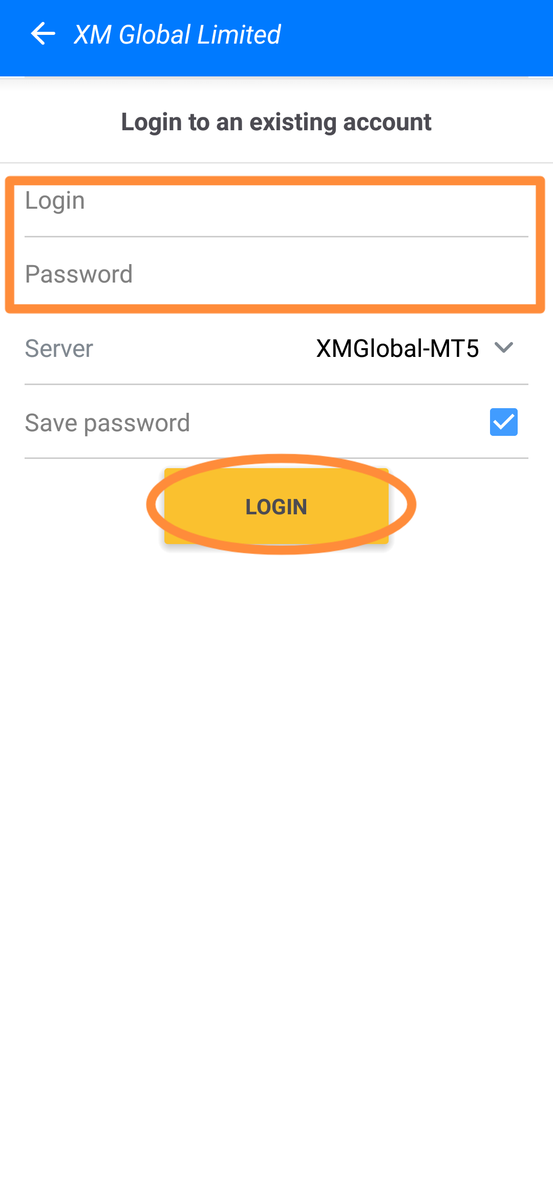 How to log in to my account on mobile MT5
