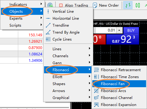 How to draw Fibonacci Fans on MT5 chart